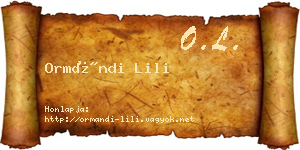 Ormándi Lili névjegykártya